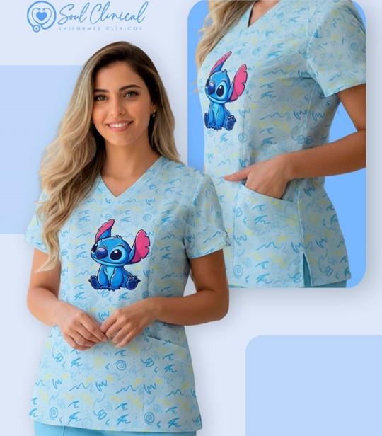 Delantal antifluido - Stitch celeste