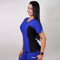 Delantal Mujer tela elasticada. Azul Rey apl. negro costado - Art. 2074