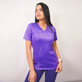 Delantal Mujer tela elasticada estampada. Morado - Art. 2304
