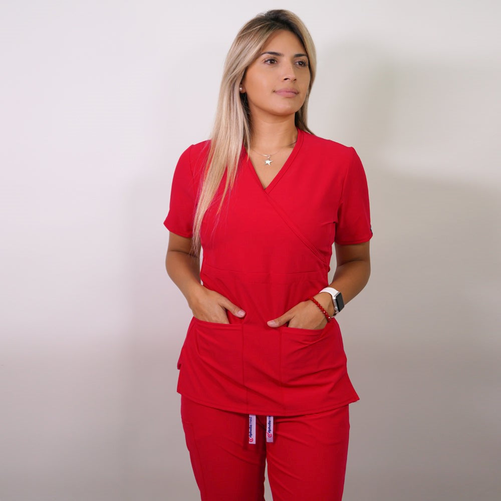 Delantal Mujer tela Anti fluidos. Rojo - Art. 2322