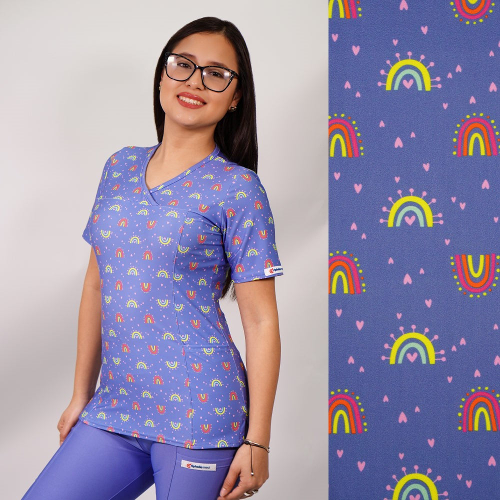 Delantal Mujer tela elasticada estampada. Combina con Celeste - Art. 2500