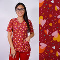 Delantal Mujer tela elasticada estampada Corazones. Rojo - Art. 2524