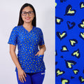 Delantal Mujer tela elasticada estampada Corazones. Combina con Azul Rey - Art. 2534