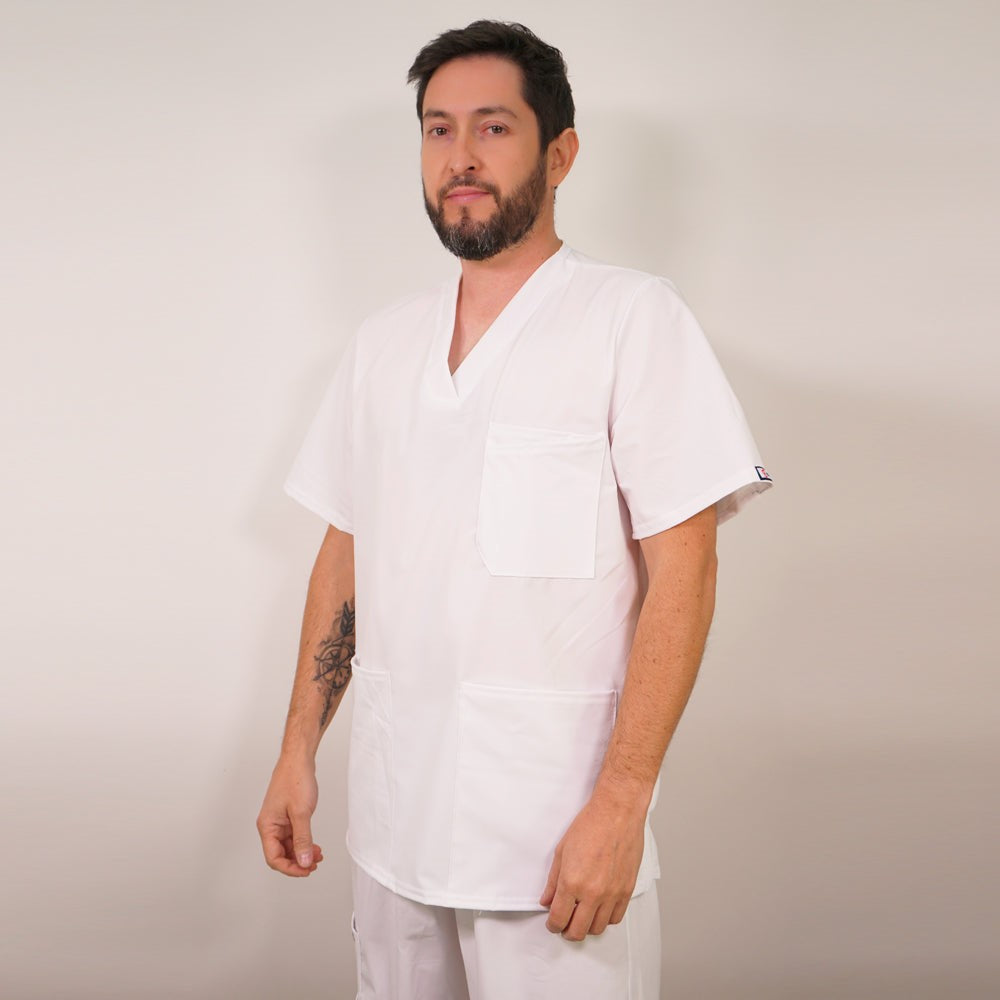Delantal hombre tela Anti fluidos. Blanco - Art. 637