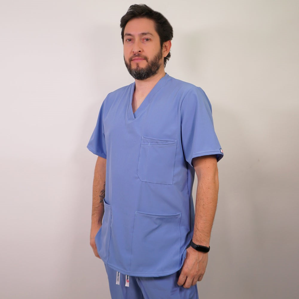 Delantal hombre tela Anti fluidos. Celeste - Art. 640