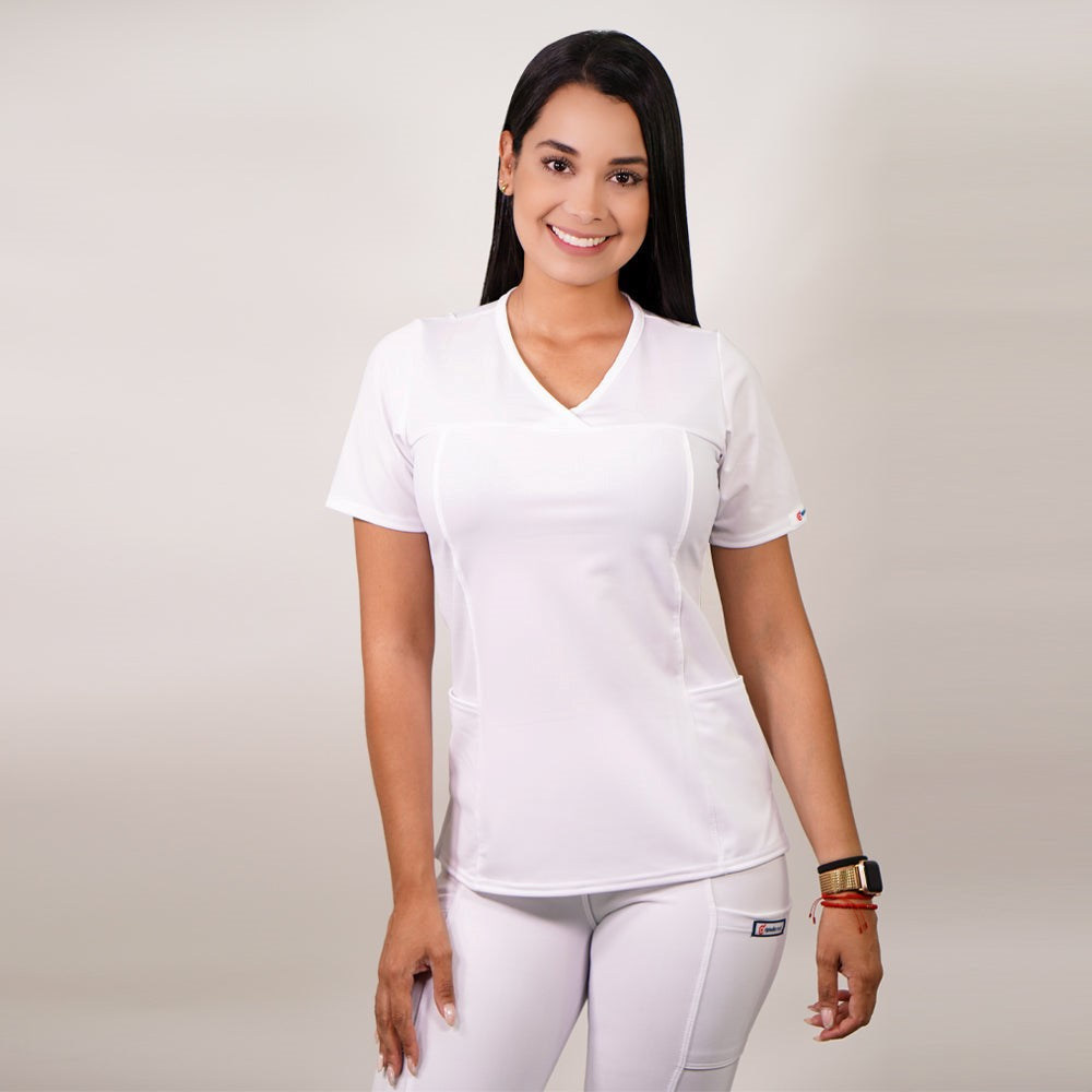 Delantal Mujer tela elasticada. Blanco - Cod. 765