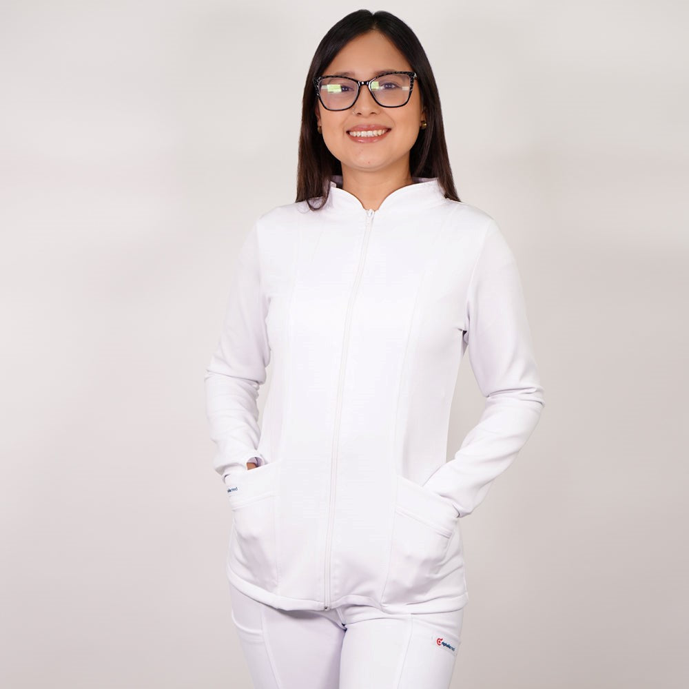 Polerón clínico Spandex - Mujer. Art. 910 - Blanco