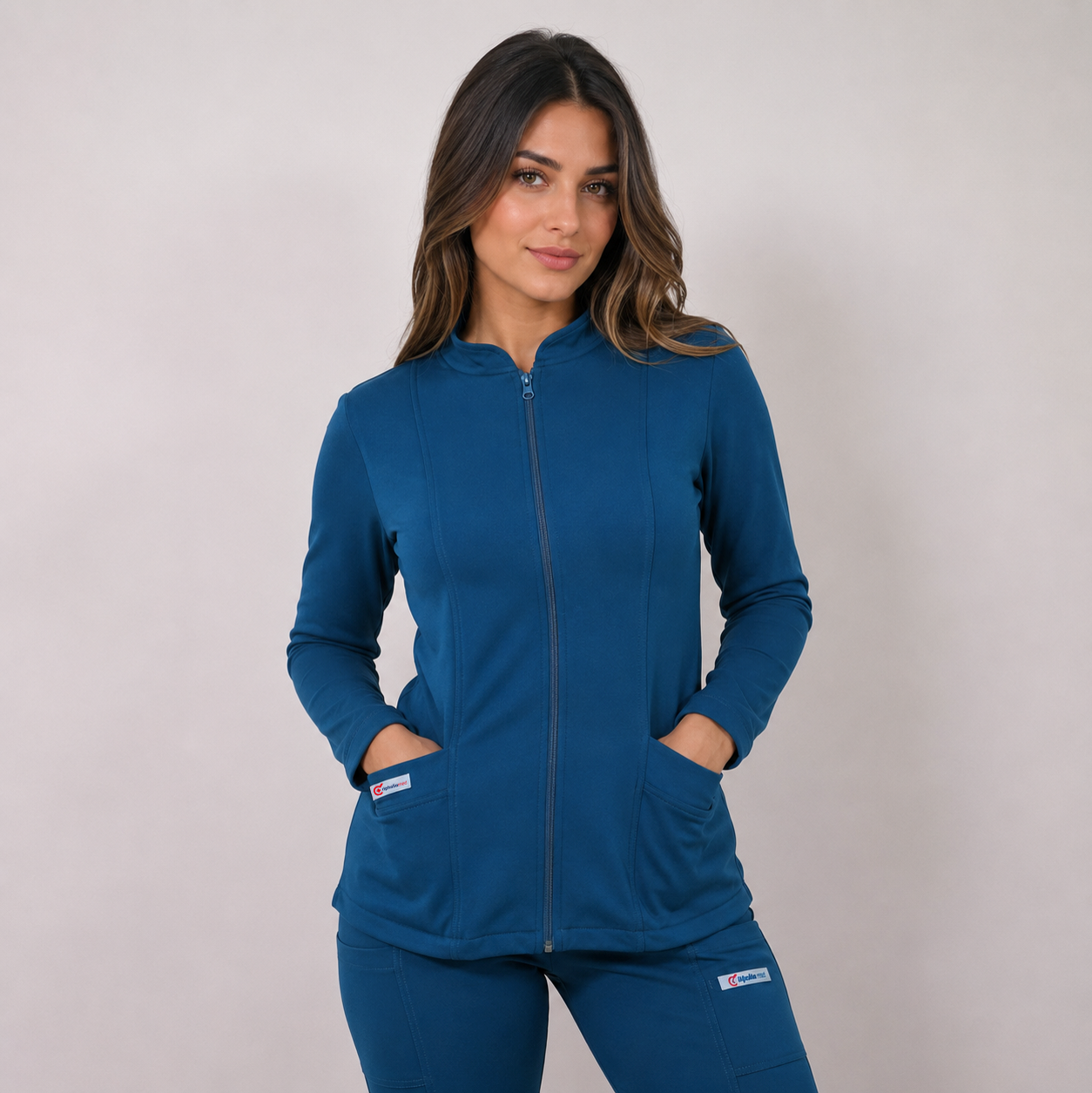 Polerón clínico Spandex - Mujer. Art. 915 - Verde Petróleo