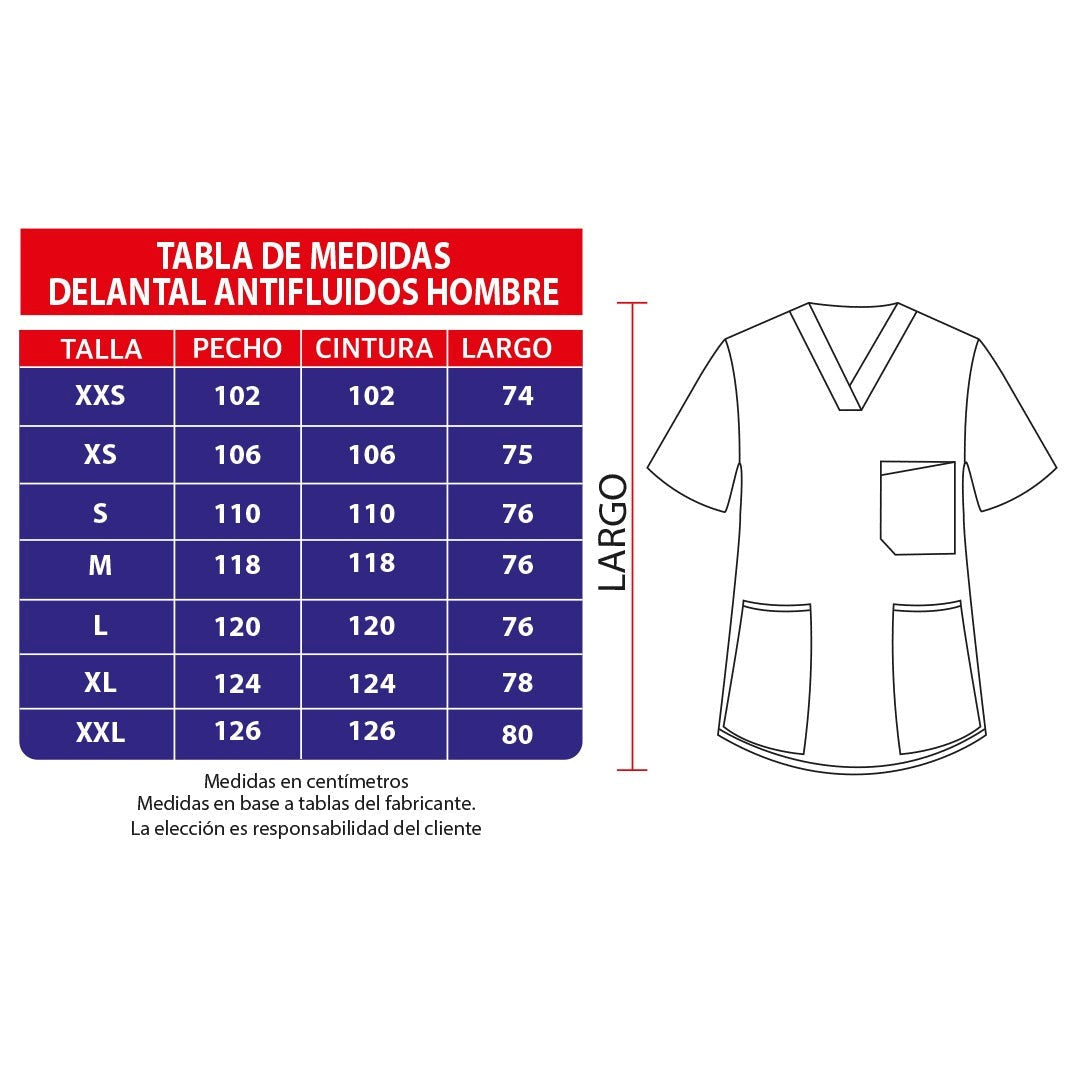 Delantal hombre tela Anti fluidos. Azul Marino - Art. 631